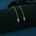 Tiny Marquise CZ Threader Earrings in Sterling Silver, Silver or Gold, Marquise Cut CZ Ear Threaders, Sparkly Threaders
