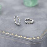 Aurora CZ Huggie Hoops in Sterling Silver, 8mm Mystic Colour AB Crystals Hoops, Silver or Gold, Dainty Lab Moonstone Hoops Earrings