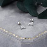 Sterling Silver CZ Marquise Leaf Screwback Earrings, Gold or Silver, Marquise Fan Screw back Earrings, Two Marquise Barbell Earrings
