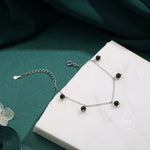 Natural Gold Obsidian Bracelet in Sterling Silver, Dark Obsidian Beaded Bracelet, Silver Obsidian Bracelet