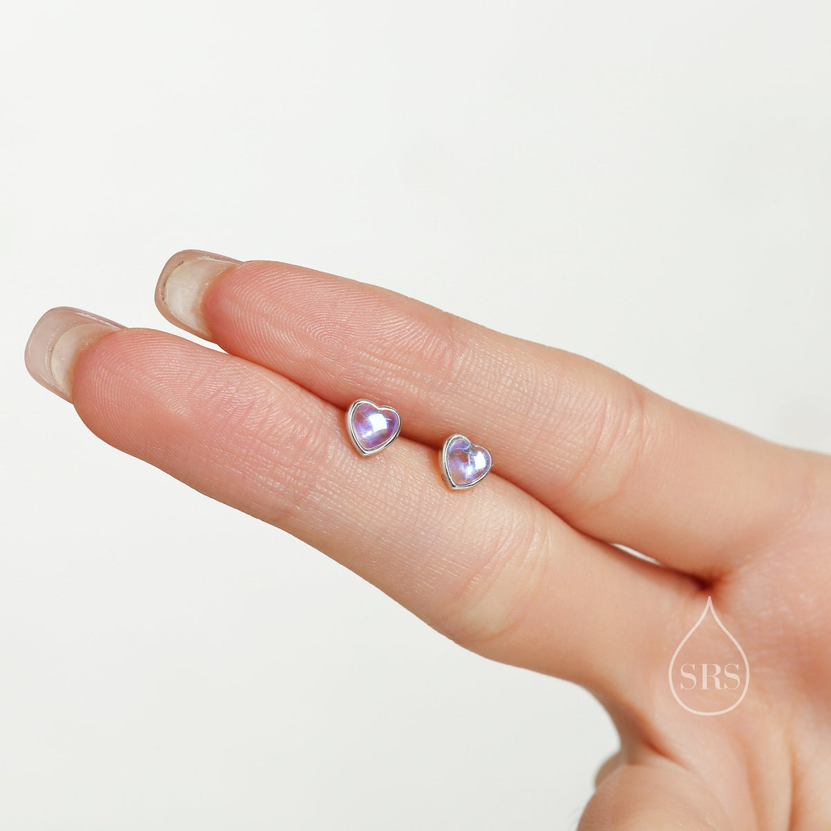 Moonstone Heart Screwback Earrings in Sterling Silver, Silver or Gold, Delicate Heart Earrings, Moonstone Heart Barbell Earrings, Screw Back
