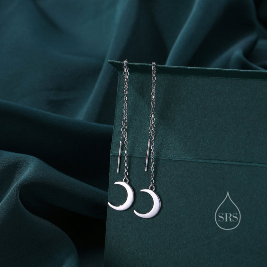 Crescent Moon Dangle Threaders Earrings, Moon Ear Threaders, Moon Earrings, Celestial Earrings