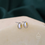 Sterling Silver Oval Moonstone Stud Earrings, Lab Moonstone Earrings, Minimalist Moonstone Earrings