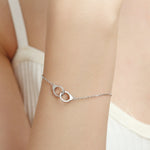 Sterling Silver Handcuff Bracelet in Sterling Silver, Silver or Gold, Interlinked Handcuff Bracelet, Friendship Necklace, Partner In Crime
