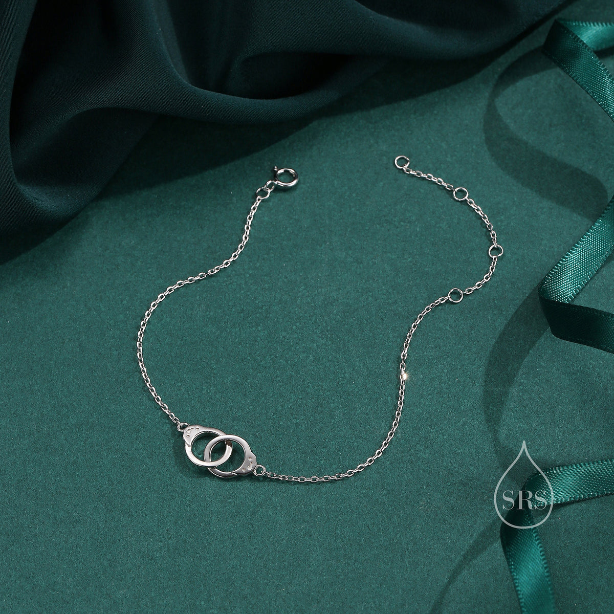 Sterling Silver Handcuff Bracelet in Sterling Silver, Silver or Gold, Interlinked Handcuff Bracelet, Friendship Necklace, Partner In Crime