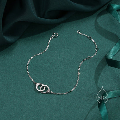 Sterling Silver Handcuff Bracelet in Sterling Silver, Silver or Gold, Interlinked Handcuff Bracelet, Friendship Necklace, Partner In Crime