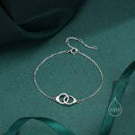 Sterling Silver Handcuff Bracelet in Sterling Silver, Silver or Gold, Interlinked Handcuff Bracelet, Friendship Necklace, Partner In Crime