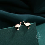 Emu Bird Stud Earrings in Sterling Silver, Silver or Gold or Rose Gold, Dainty Emu Bird Earrings, Silver Bird Earrings, Australian Bird