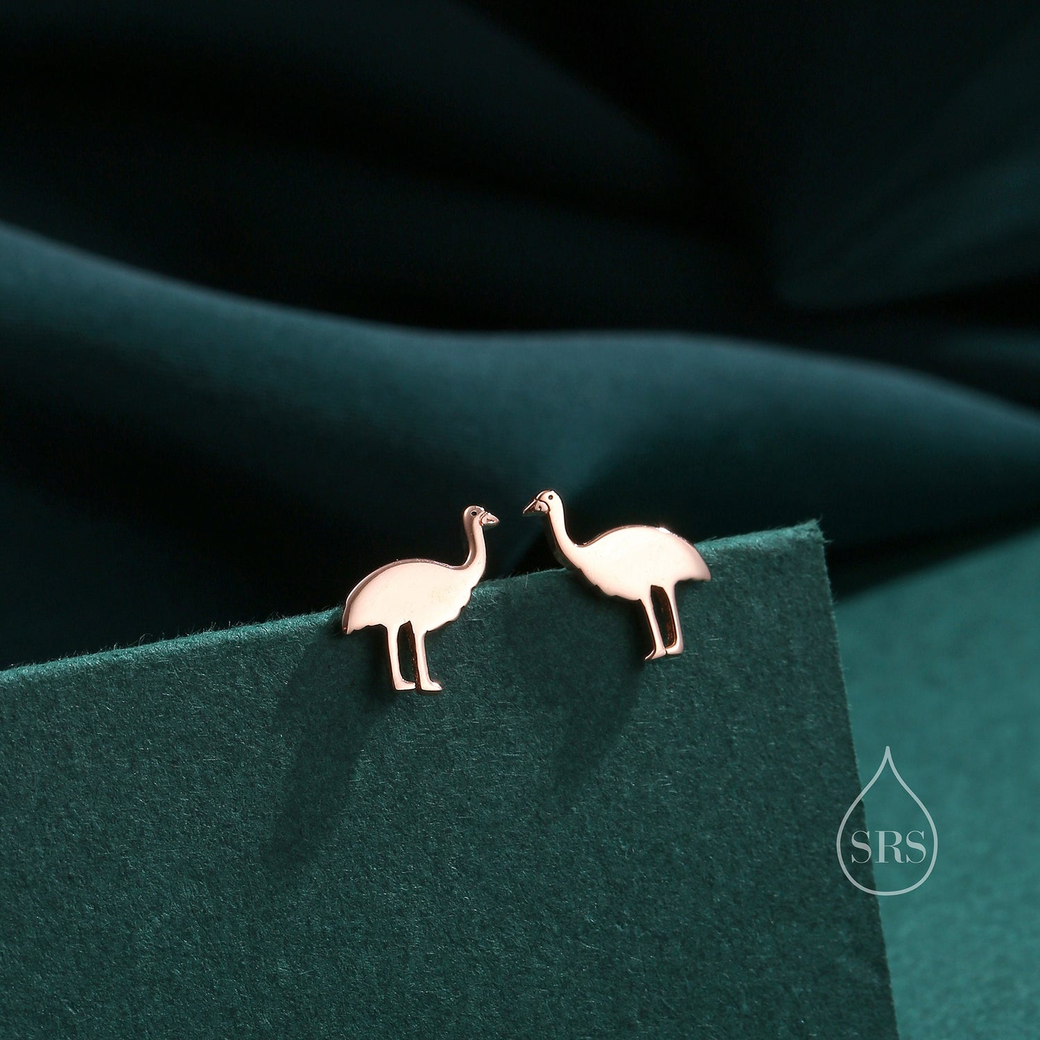 Emu Bird Stud Earrings in Sterling Silver, Silver or Gold or Rose Gold, Dainty Emu Bird Earrings, Silver Bird Earrings, Australian Bird