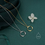 Mobius Circle Pendant Necklace in Sterling Silver, Silver or Gold, Delicate Mobius Strip Geometric Necklace