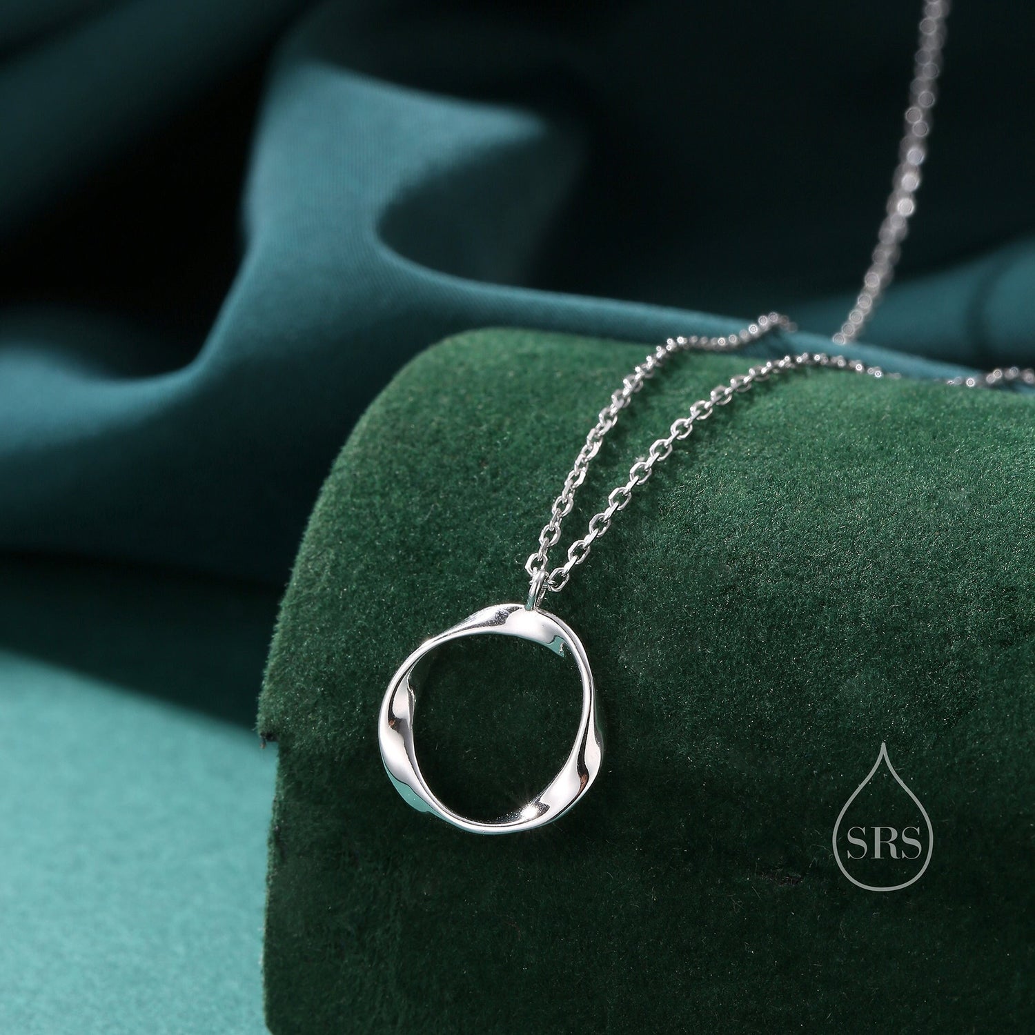 Mobius Circle Pendant Necklace in Sterling Silver, Silver or Gold, Delicate Mobius Strip Geometric Necklace