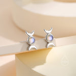 Moon Phase Moonstone Screw Back Earrings in Sterling Silver, Silver or Gold, Delicate Moon Earrings, Moonstone Earrings, Celestial Earrings