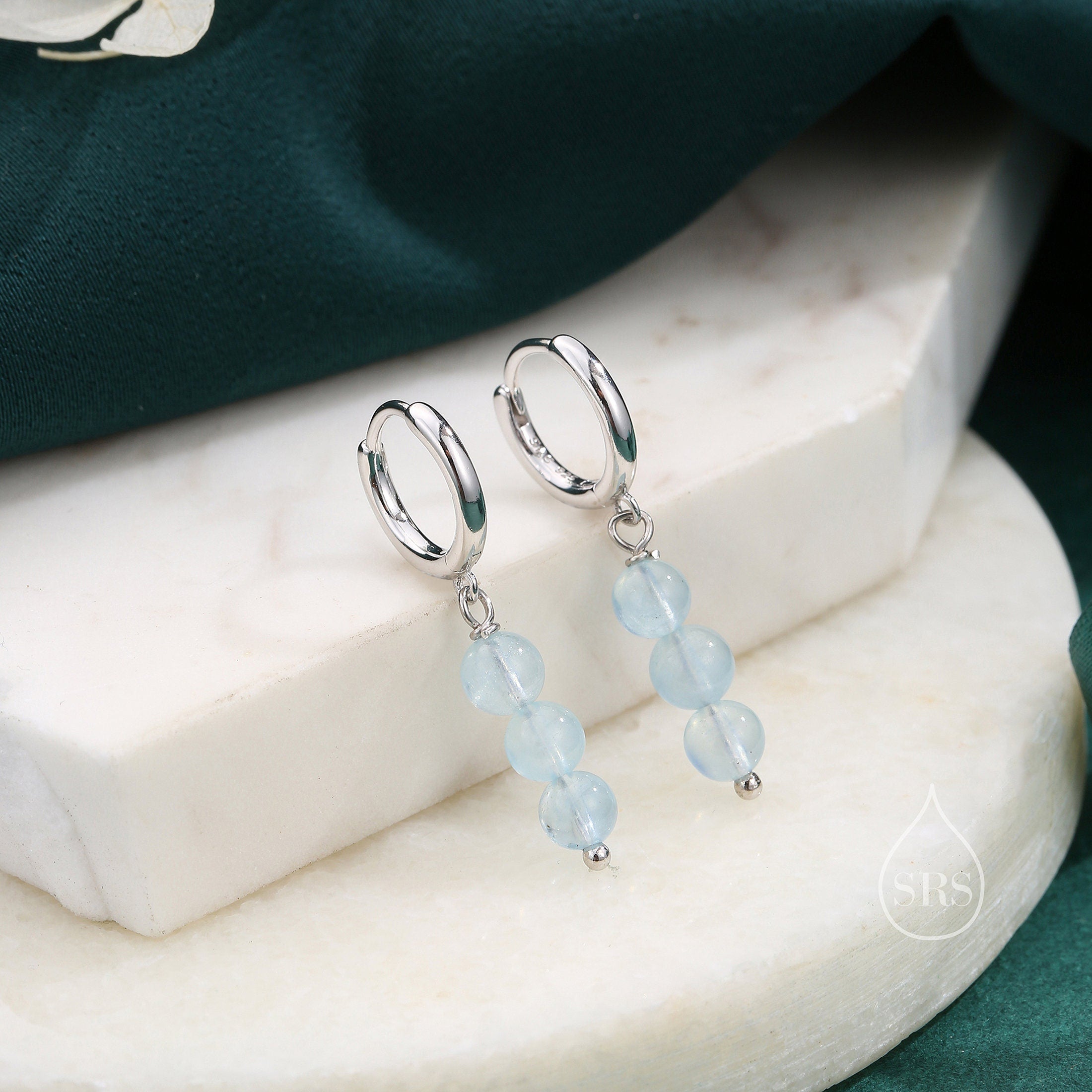 Blue chalcedony earrings, chalcedony earrings, gemstone hoop earrings. buy