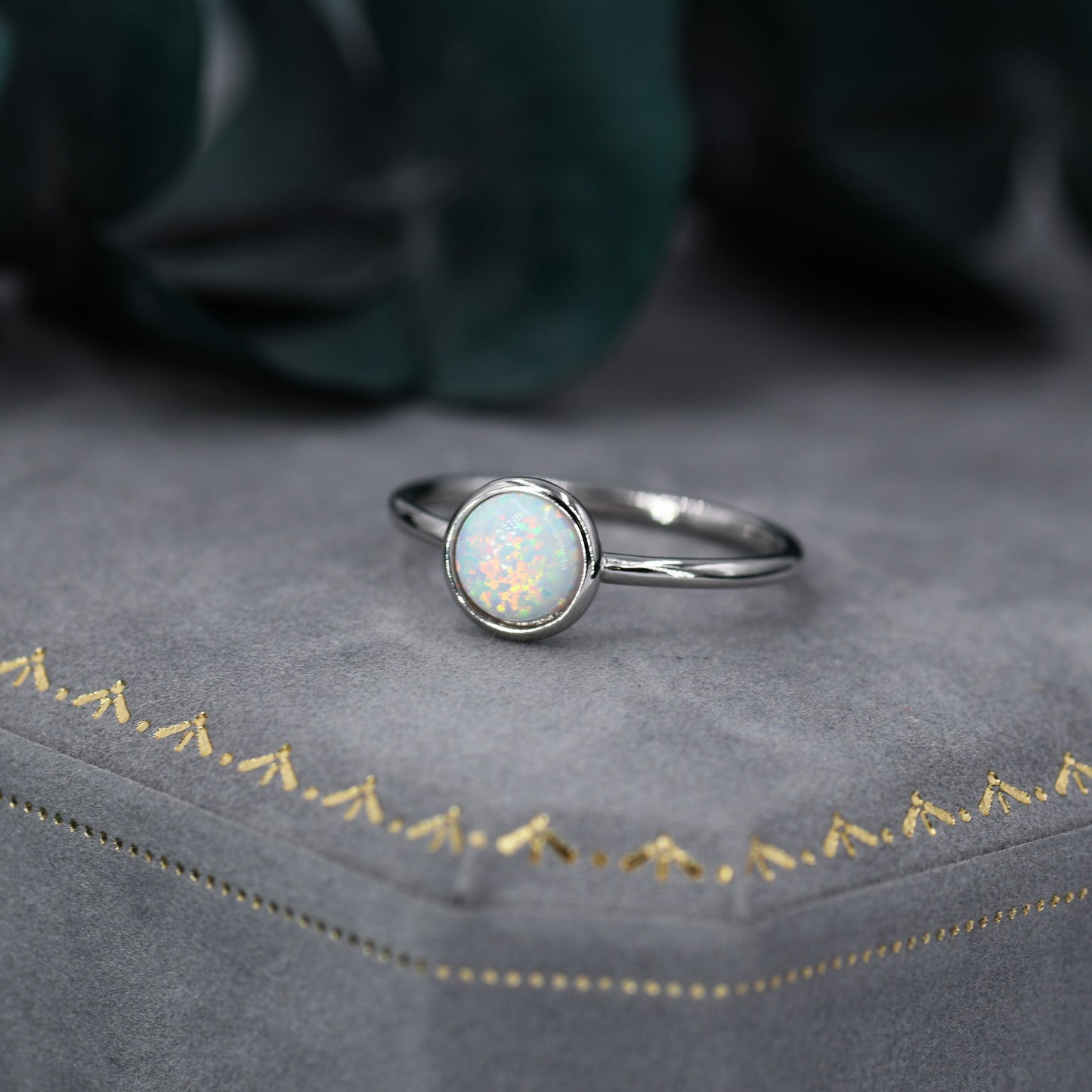 Sterling Silver Opal Ring, US Size 5 6 7 8, Skinny Stacking Ring, White Opal, Midi Ring, Minimalist Geometric Ring