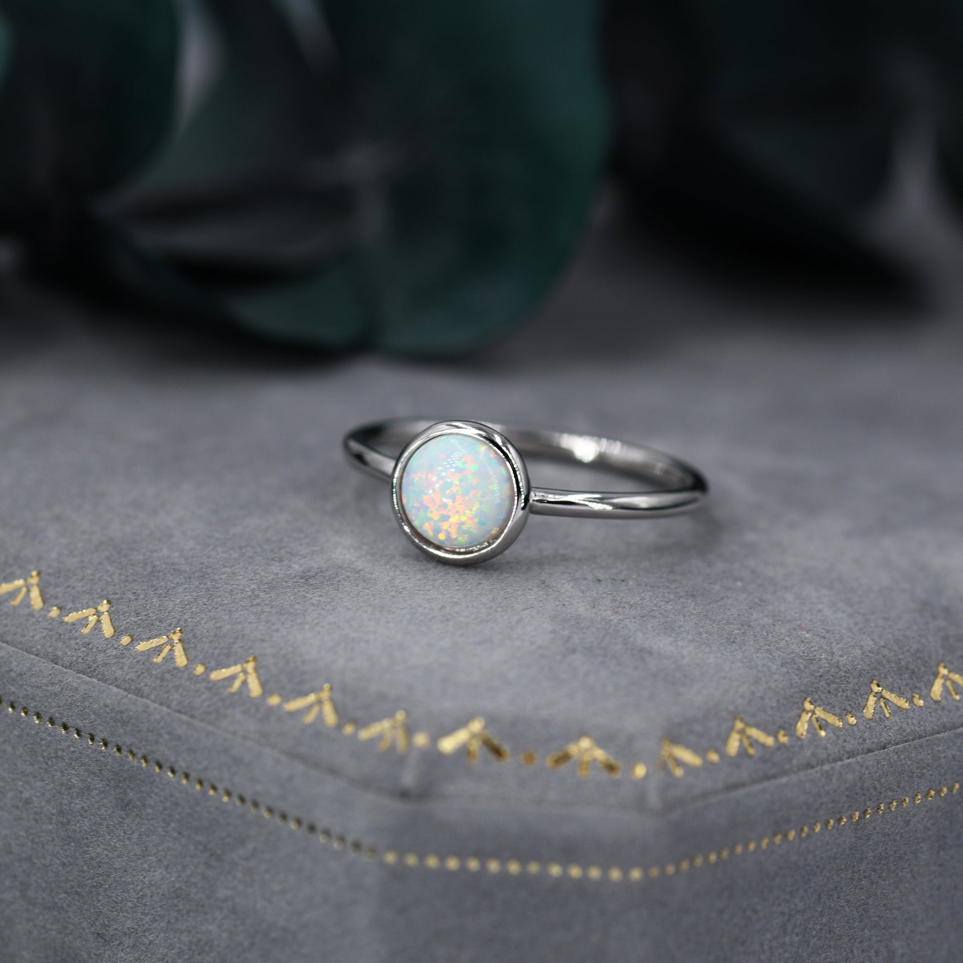 Sterling Silver Opal Ring, US Size 5 6 7 8, Skinny Stacking Ring, White Opal, Midi Ring, Minimalist Geometric Ring