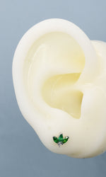 Sterling Silver Emerald Green CZ Marquise Cluster Stud Earrings, Gold or Silver, Marquise Fan Stud, CZ Crown Stud, Three Marquise Stud