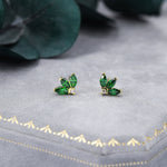 Sterling Silver Emerald Green CZ Marquise Cluster Stud Earrings, Gold or Silver, Marquise Fan Stud, CZ Crown Stud, Three Marquise Stud