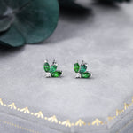 Sterling Silver Emerald Green CZ Marquise Cluster Stud Earrings, Gold or Silver, Marquise Fan Stud, CZ Crown Stud, Three Marquise Stud