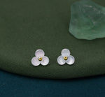 Flower stud earrings in Sterling Silver, Three Petal Flower Earrings, Blossom Stud, Nature Inspired
