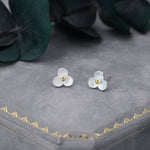 Flower stud earrings in Sterling Silver, Three Petal Flower Earrings, Blossom Stud, Nature Inspired