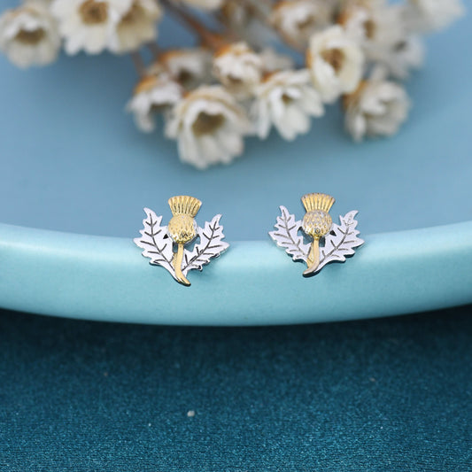 Thistle Flower Stud Earrings in Sterling Silver - Scottish Flower Blossom Stud Earrings  - Cute,  Fun, Whimsical