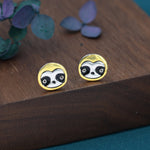 Sloth Stud Earrings in Sterling Silver, Cute Fun Quirky Monkey Jewellery, Jewelry Gift for Her, Animal Lover, Nature Inspired