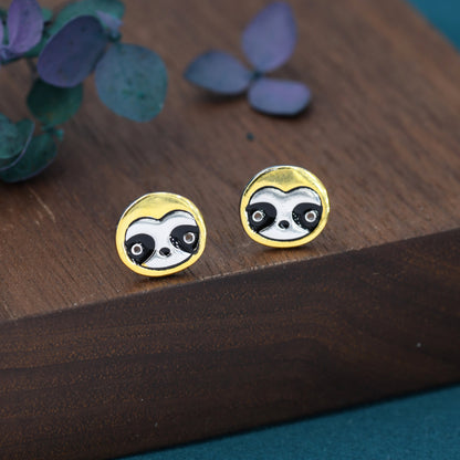 Sloth Stud Earrings in Sterling Silver, Cute Fun Quirky Monkey Jewellery, Jewelry Gift for Her, Animal Lover, Nature Inspired