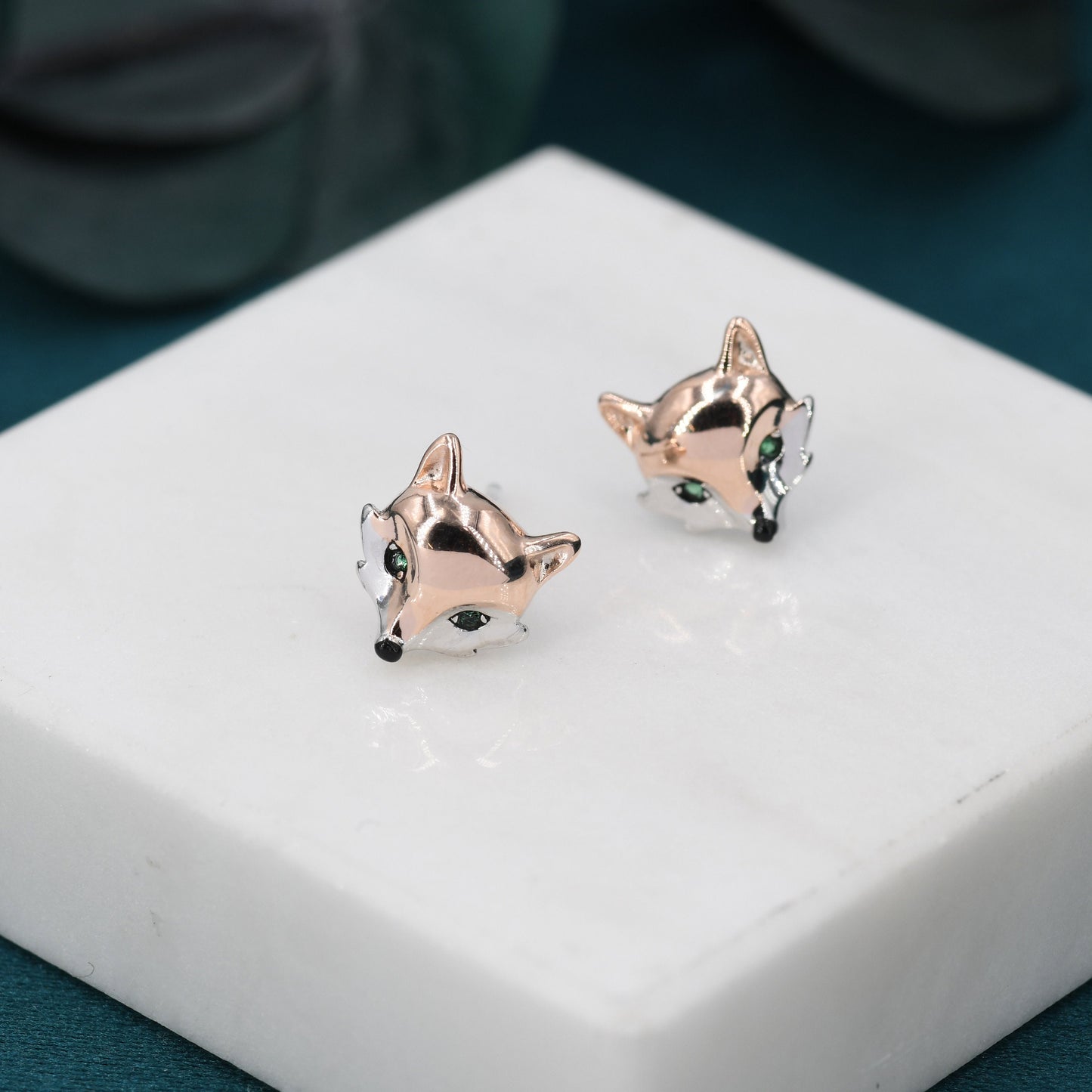 Fox Head Stud Earrings in Sterling Silver - Animal Stud Earrings  - Cute,  Fun, Whimsical