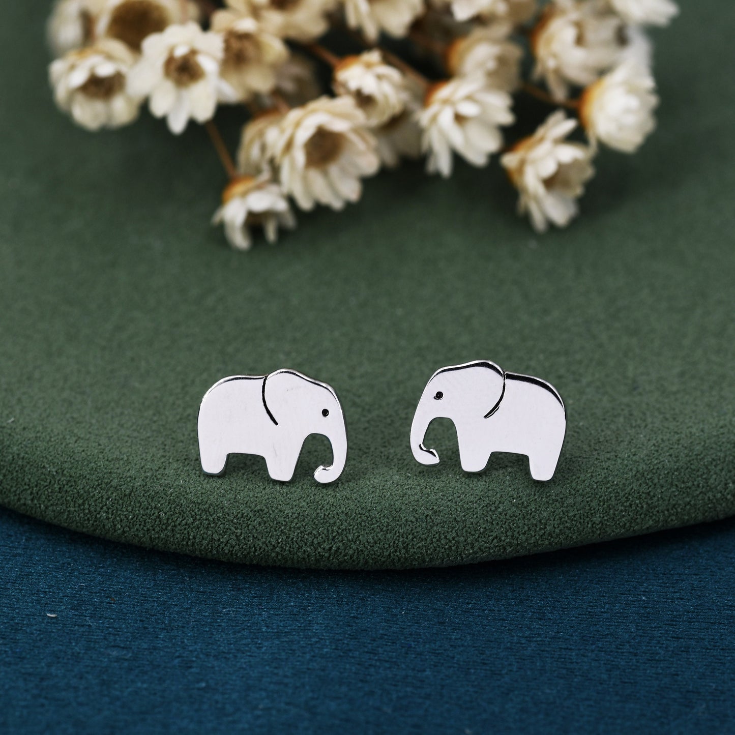 Elephant Stud Earrings in Sterling Silver,  Cute Fun Quirky Animal Jewellery, Jewelry Gift for Her, Animal Lover, Safari Nature Inspired