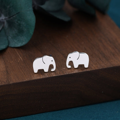 Elephant Stud Earrings in Sterling Silver,  Cute Fun Quirky Animal Jewellery, Jewelry Gift for Her, Animal Lover, Safari Nature Inspired