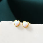 White Opal Heart Screw back Earrings in Sterling Silver, Lab Opal Heart Earrings, Silver or Gold, Heart Screwback Earrings, Fire Opal