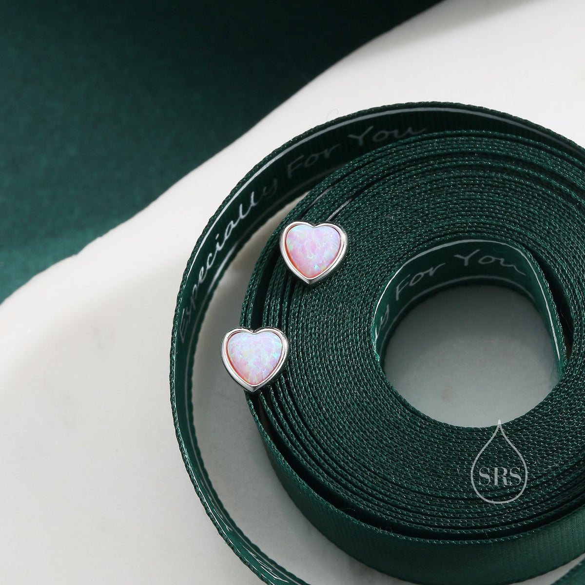 Pink Opal Heart Screw Back Earrings in Sterling Silver, Opal Heart Earrings, Silver or Gold, Heart Earrings, Fire Opal Earrings