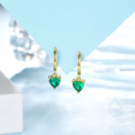 Emerald Green Heart CZ Huggie Hoop in Sterling Silver, Silver or Gold, 8mm Inner Diameter, Stacking Earrings, May Birthstone