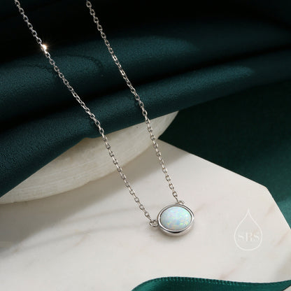 Sterling Silver White Opal Dainty Coin Pendant Necklace - Gold Over Sterling Silver - Delicate Crystal Coin Necklace