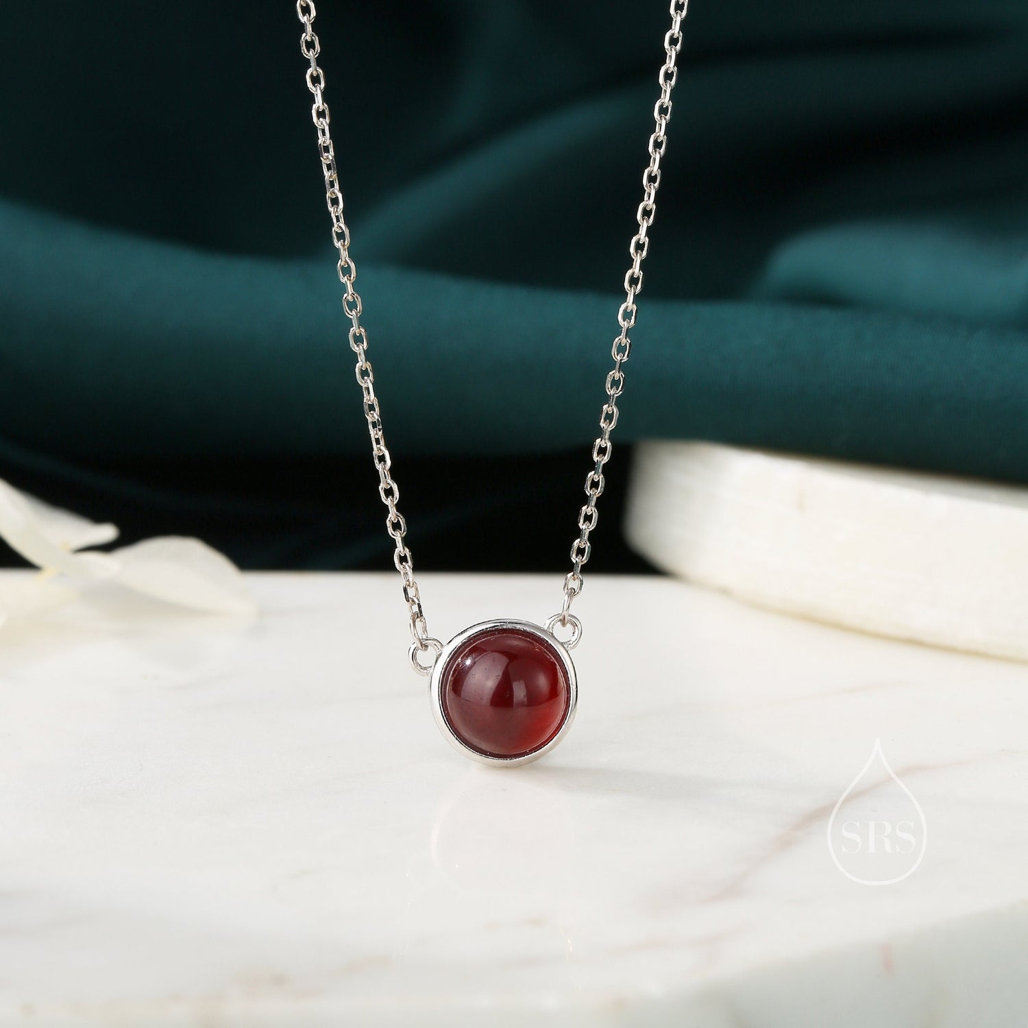 Garnet Coin Necklace
