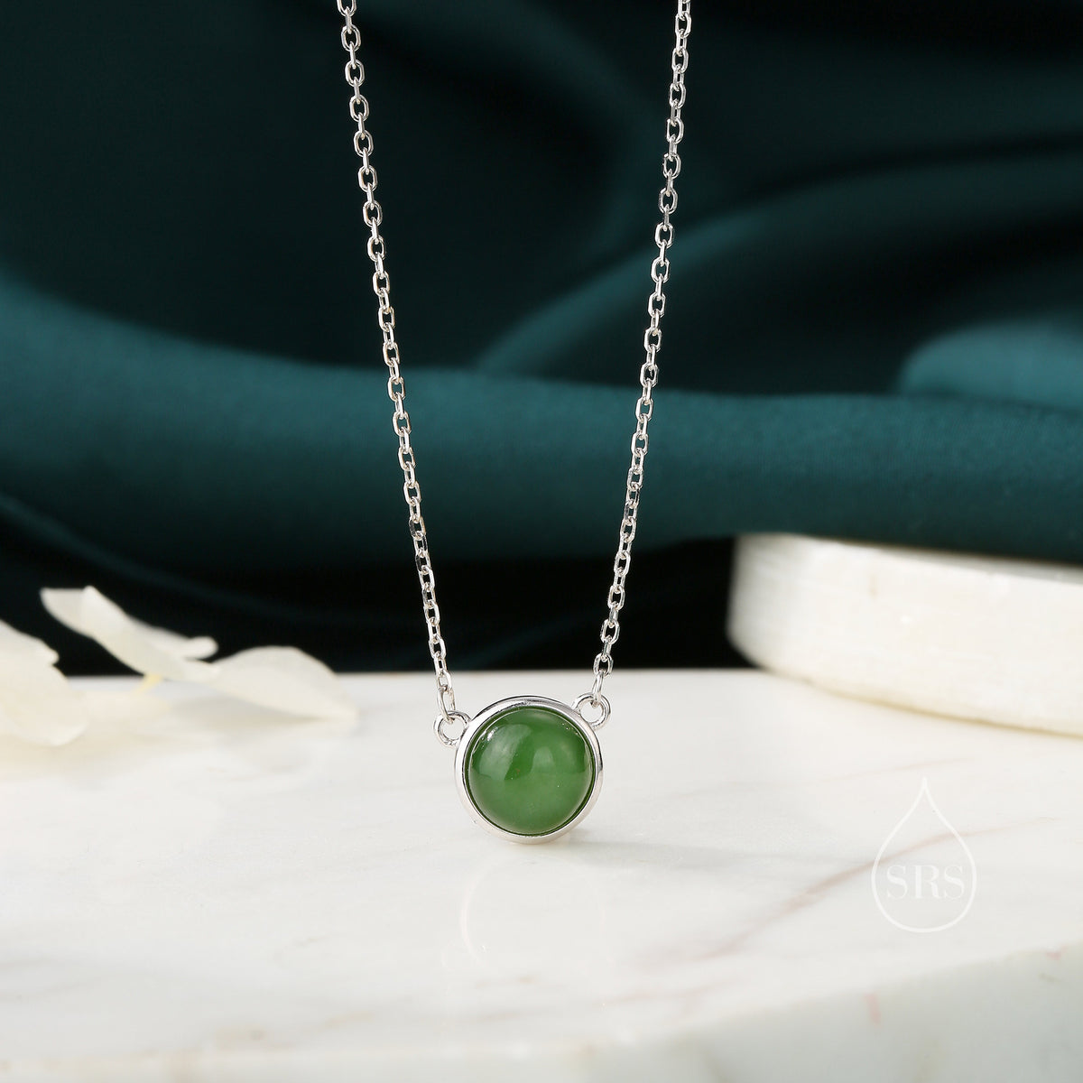 Jasper Jade Coin Pendant Necklace