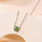 Sterling Silver Genuine Jasper Jade Dainty Coin Pendant Necklace - Delicate 8mm Jade Stone Coin Necklace