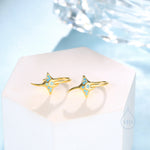 Sterling Silver Manta Ray Fish Drop Hook Earrings with Blue CZ, Stingray Dangle Hoop Earrings, Dainty Fish Dangle Earrings