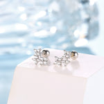 Tiny Hydrangea Bouquet CZ Screw Back Earrings in Sterling Silver, Silver, Gold or Rose Gold, Three CZ Flower Earrings, CZ Cluster Earrings
