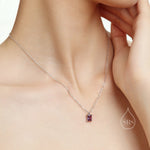 Emerald Cut Emerald Green CZ Pendant Necklace in Sterling Silver, Rectangular Cut Crystal Earrings, Green CZ Necklace