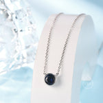 Sapphire Blue CZ Pendant Necklace in Sterling Silver, Silver or Gold, Sapphire Blue Bubble Necklace
