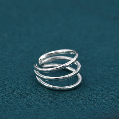 Minimalist Sterling Silver Ear Cuff, No Piercing Ear Cuff, Piercing Free Triple Bar Ear Cuff, Three Bar Cuff,Simple and Minimalist