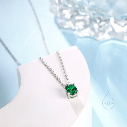 Emerald Green Oval CZ Pendant Necklace in Sterling Silver, Silver or Gold, Oval Cut CZ Necklace, May Birthstone