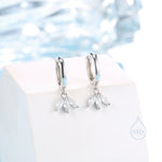 CZ Marquise Crown Huggie Hoop Earrings in Sterling Silver, Silver or Gold, Geometric Hoop Earrings, Clear CZ
