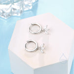 CZ Marquise Crown Huggie Hoop Earrings in Sterling Silver, Silver or Gold, Geometric Hoop Earrings, Clear CZ