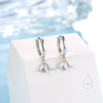 Aurora AB CZ Marquise Crown Huggie Hoop Earrings in Sterling Silver, Silver or Gold, Geometric Hoop Earrings, Colour Changing