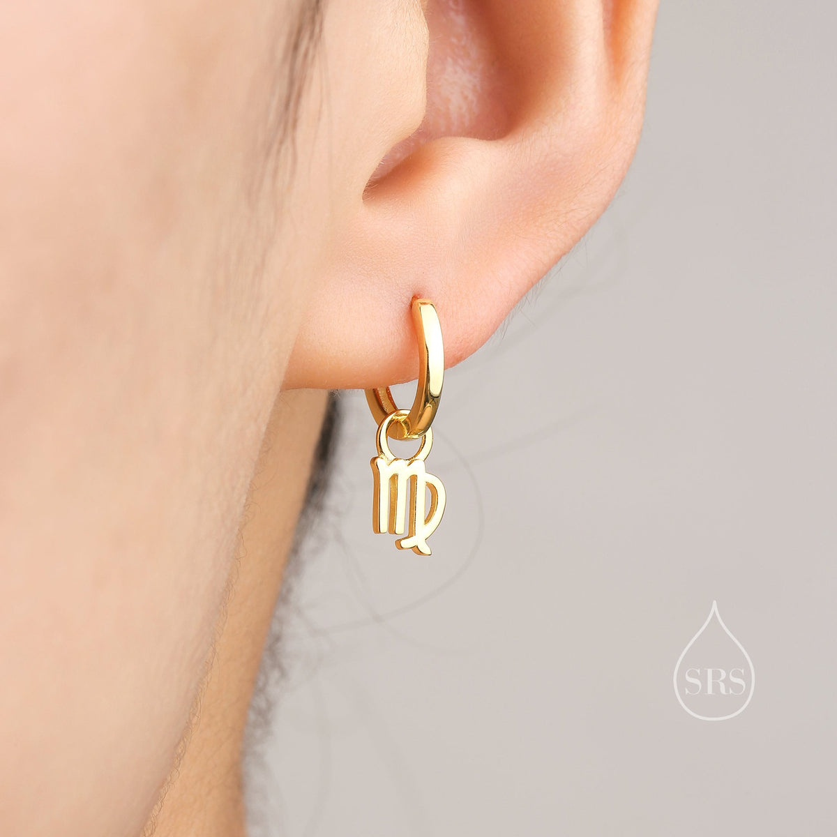 Zodiac Huggie Hoop Earrings Sterling Silver, Silver or Gold or Rose Gold, Horoscope Hoop Earrings, Zodiac Earrings
