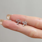 Tiny Tree Stud Earrings in Sterling Silver, Silver or Gold or Rose Gold, Sterling Silver Tree of Life Earrings