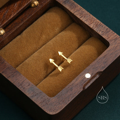 Tiny Arrow Screw Back Earrings in Sterling Silver, Silver, Gold or Rose Gold, Arrow Screw Back Earrings, Arrow Barbell Earrings