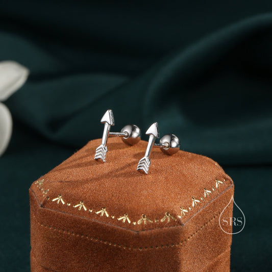 Tiny Arrow Screw Back Earrings in Sterling Silver, Silver, Gold or Rose Gold, Arrow Screw Back Earrings, Arrow Barbell Earrings
